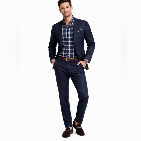 VINCE Navy Plaid Classic Fit Button Down Long Sleeve preppy cotton rayon Size M - Picture 14 of 14